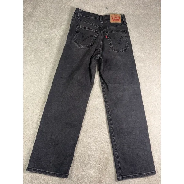 levis ribcage straight ankle black washed jeans 25x27 button fly - Image 8
