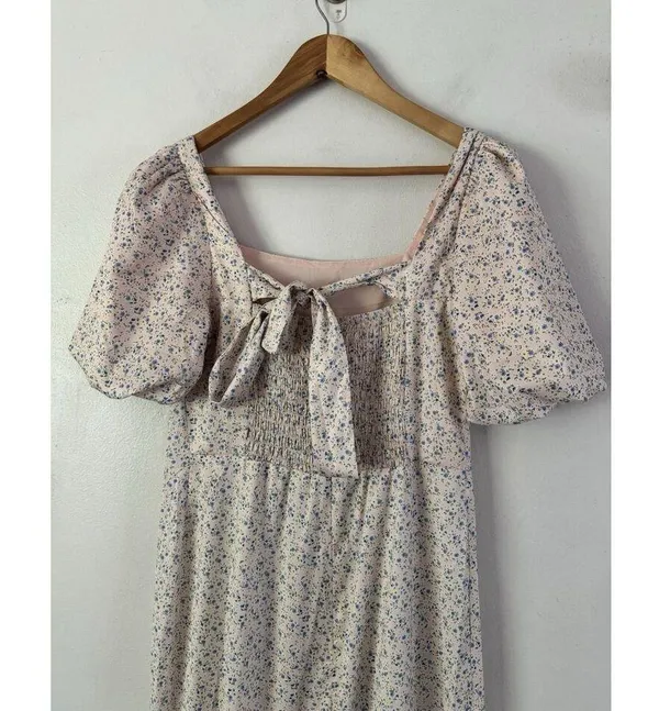 NWT Glamorous Bloom Maternity Ditsy Floral Smocked Straight Leg Jumpsuit Sz XS - Image 5