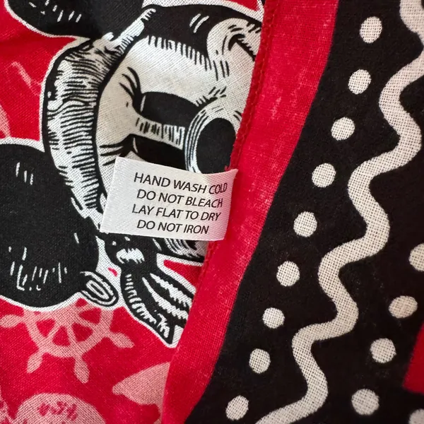 Disney Pirate Mickey Mouse Red Bandana 21"‎ Cotton Square Scarf Skull Crossbones - Image 4
