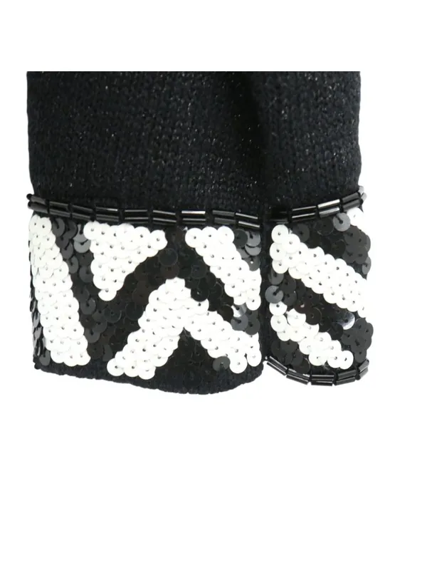 Design Options by Philip & Jane Gordon Black Zebra Sequin Cardigan Sweater L - Image 5