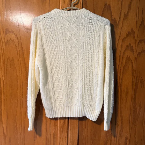 Vintage Colin St. Marx Cream Cable Knit Sweater Fisherman Large Womens - Image 4