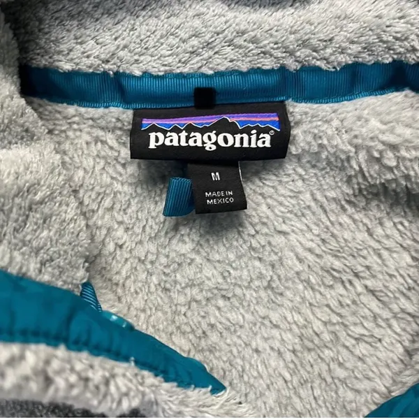 Patagonia Women’s M Better Sweater Fleece Pullover Gray Teal Trim Snap-T Jacket - Image 2