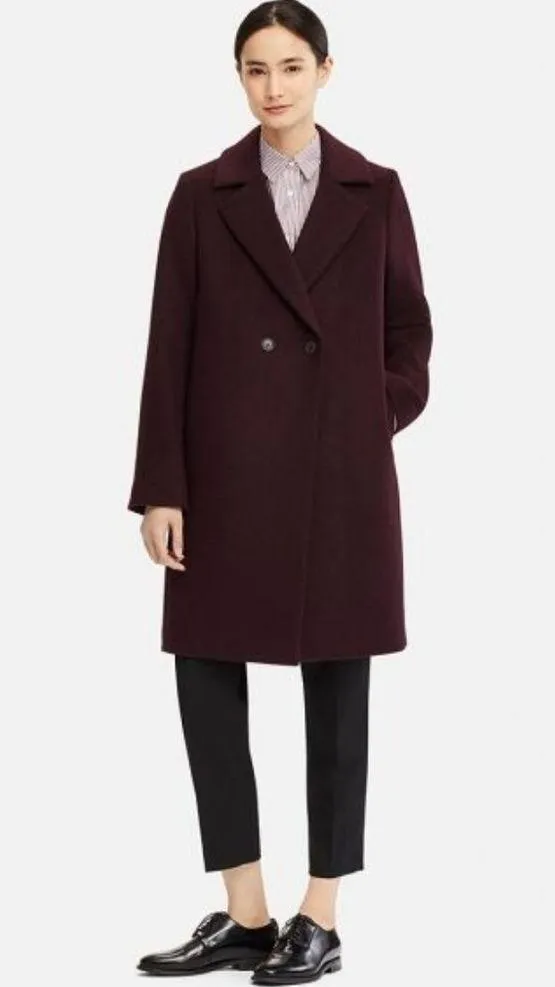 Uniqlo NWT new black wool blend tailored coat medium - Image 5