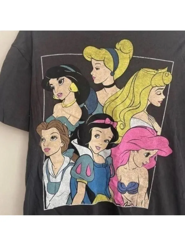 Disney Grey Crew Neck Short Sleeve Princess Graphic Shirt Top Tee - Image 4