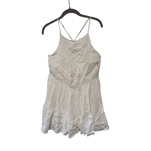 Lulus White Eyelet Lace Halter Dress M - Image 2