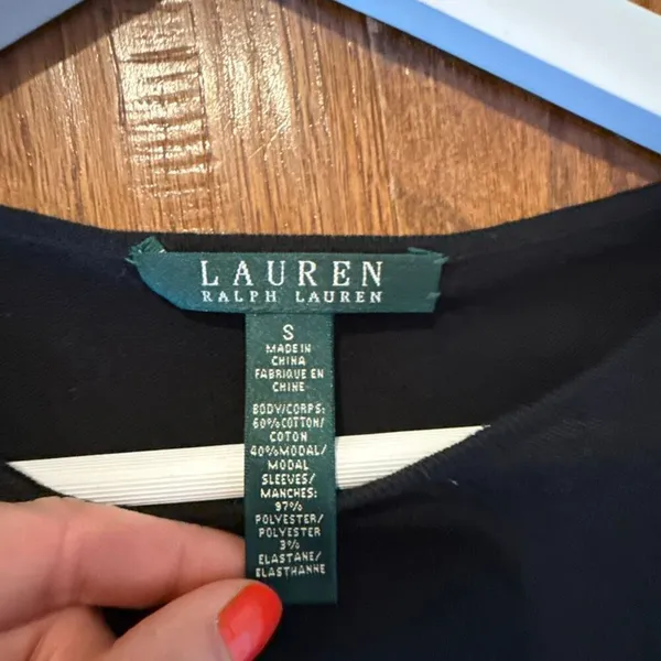 Lauren Ralph Lauren black elegant georgette sleeve sweater top small - Image 4