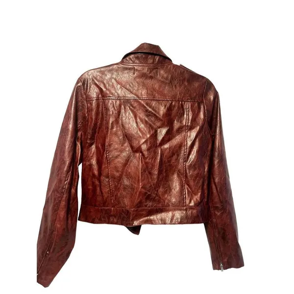 Wild Fern size medium distressed faux leather red Moto jacket - Image 2