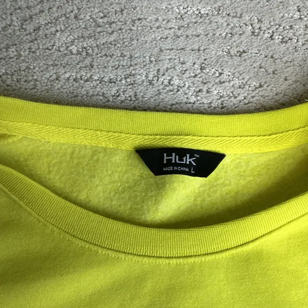 Womens‎ Huk Fishing Large Long Sleeve Crewneck Sweater Yellow - Image 3