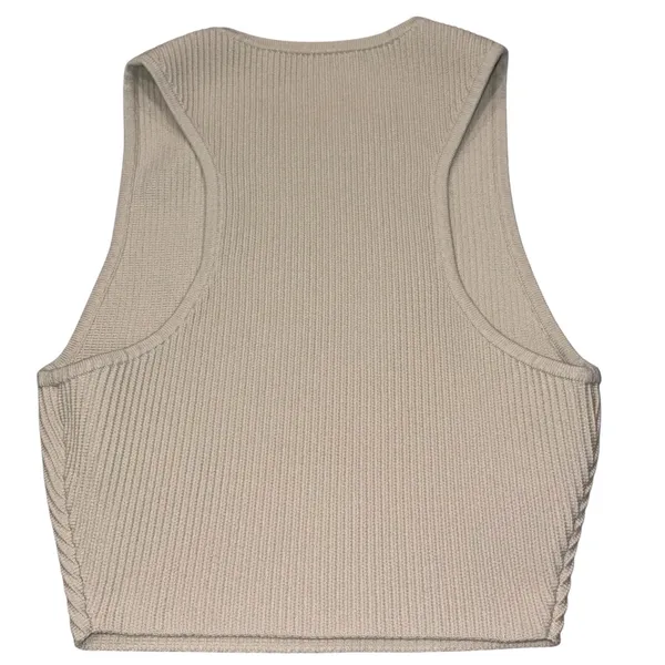 Aritzia Babaton Tan Cropped Sculpt Knit Racer Ribbed Sleeveless Tank XS - Image 5