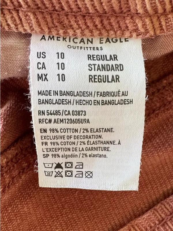 American Eagle Mom Straight Corduroy Jeans High Rise Dusty Rose Pink Size 10 - Image 6