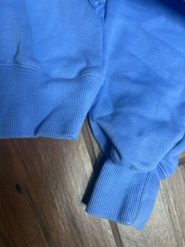 Nike Cropped Quarter Zip Sweatshirt Blue Pullover Swoosh Cozy Athleisure Small - Image 5