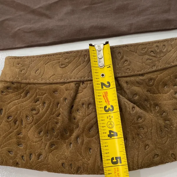 Lauren Merkin Brown Suede Leather Cutout Design Clutch w/Dustbag - Image 7