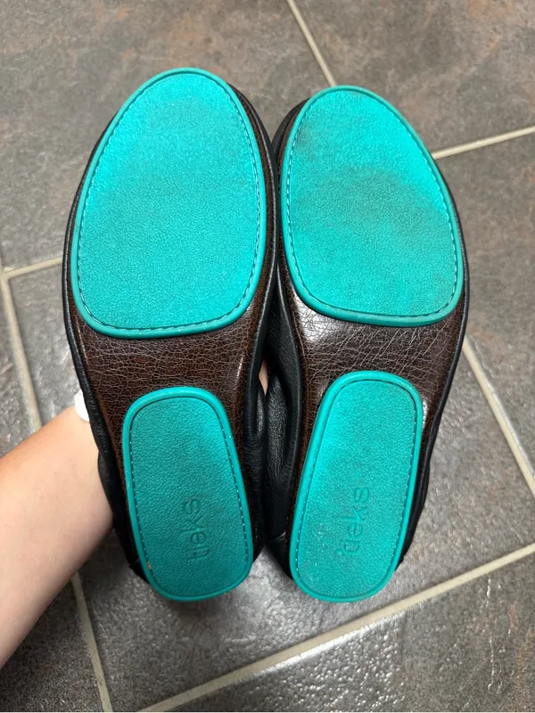 Tieks Matte Black Foldable Leather Ballet Flats Womens Shoes Blue Bottoms 10 - Image 10