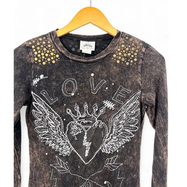 Ariat | S | T-shirt Tee Top Long Sleeve Embroidered Studs Women Western Small - Image 2