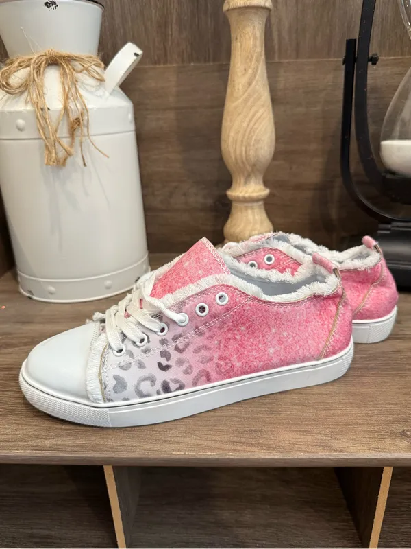 Pink Ombre Leopard Casual Sneakers Size 7 - Image 8