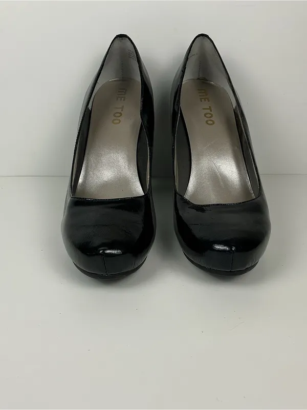 Black Patent High Heel Pumps Size 8 Dress Shoes Me Too 4 inch heel - Image 2