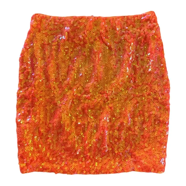 NWT MANER Women’s Sequin Bodycon Mini Skirt‎ Orange Large - Image 7
