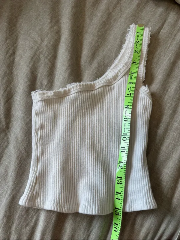 Urban Outfitters One Shoulder White Cropped Tank Top - Image 5