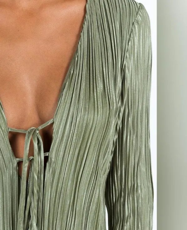 Princess Polly Malop long sleeve mini dress sage - Image 4