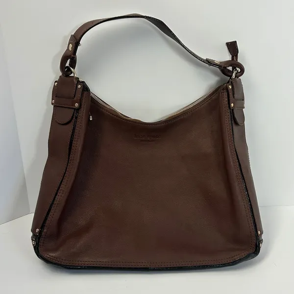 Kate Spade New‎ York Leather Hobo Shoulder Bag Purse Brown Gold Tone Hardware - Image 9