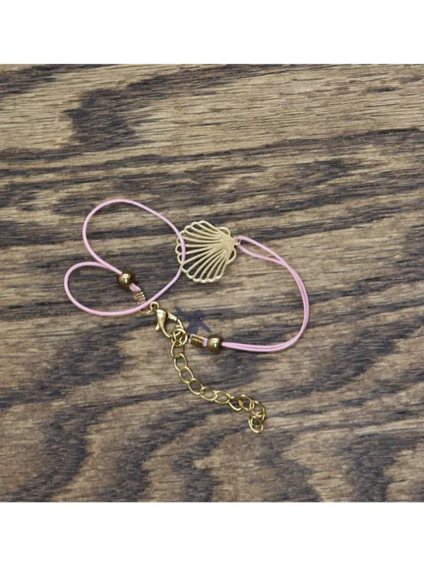 NEW Beaded Pineapple Turtle Seashell Beach Bracelet Set Gold / Pink / White - Image 7
