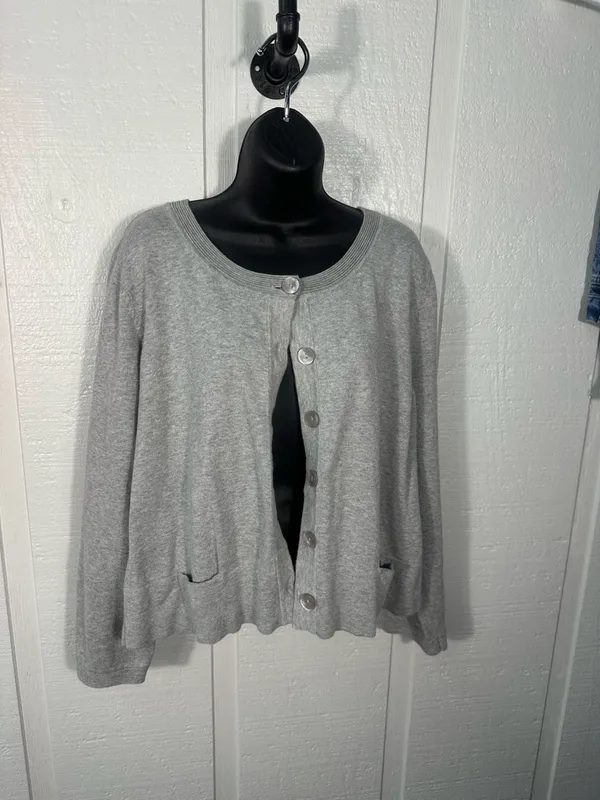 J. Jill Gray Cardigan Button Down Sweater Size XL EUC - Image 3