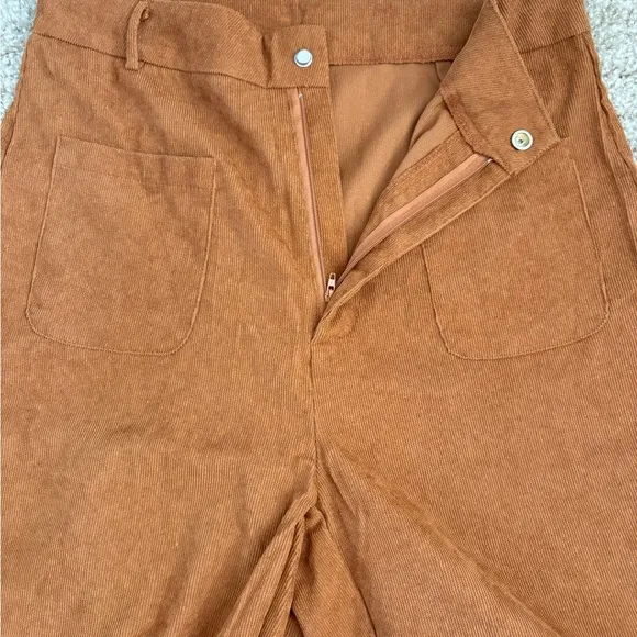 Caramel Brown‎ Corduroy Pants Women's M High Waist Wide Leg new - Image 5