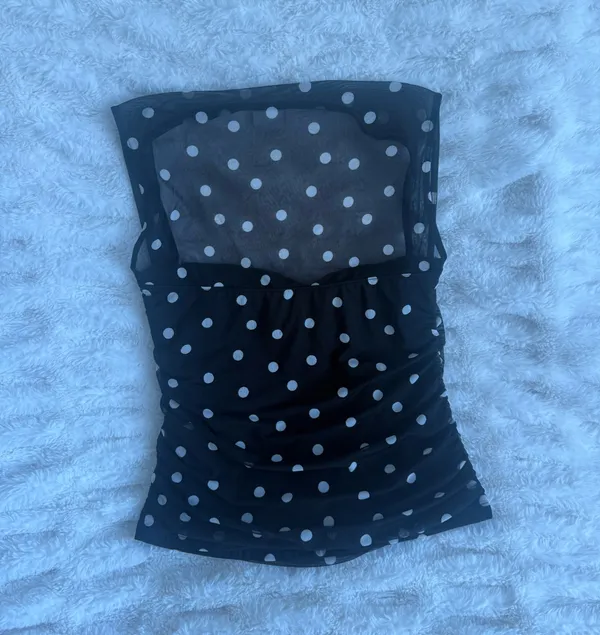 Abercrombie & Fitch Black Polka Dot Mesh Camisole - Image 3