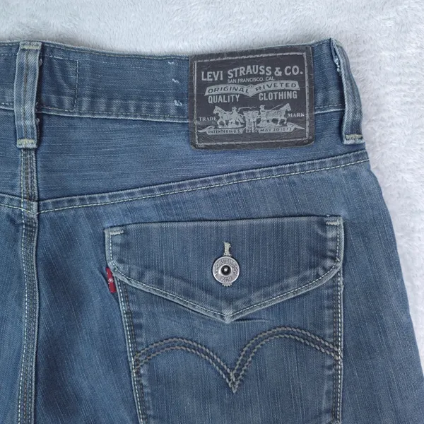 Levis 514 Slim Straight‎ Denim Shorts Women 34x6 Blue Cutoff Raw Hem Casual Y2K - Image 5