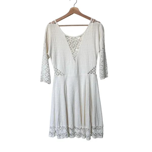 Free People To the Point Dress M White Lace Mini - Image 3