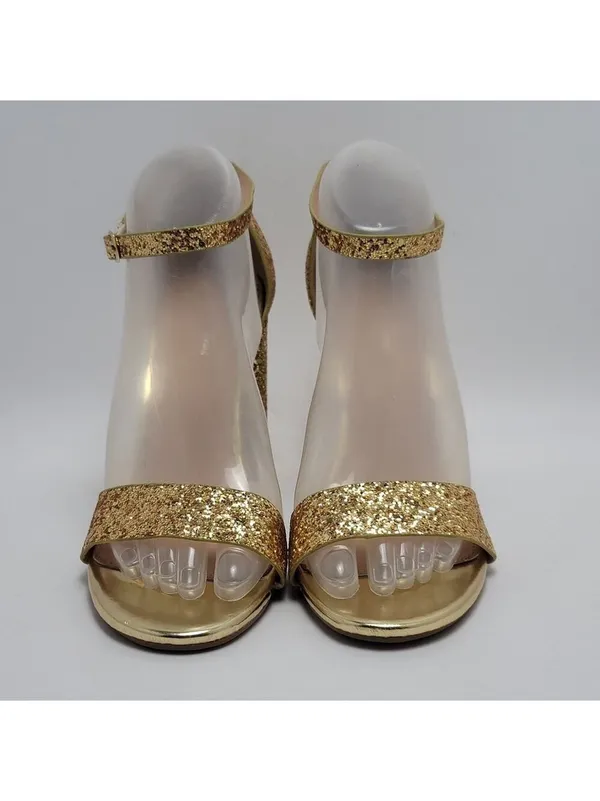J Adams Shirley Gold Glitter Ankle Strap Heeled Sandals Size 8.5 - Image 10