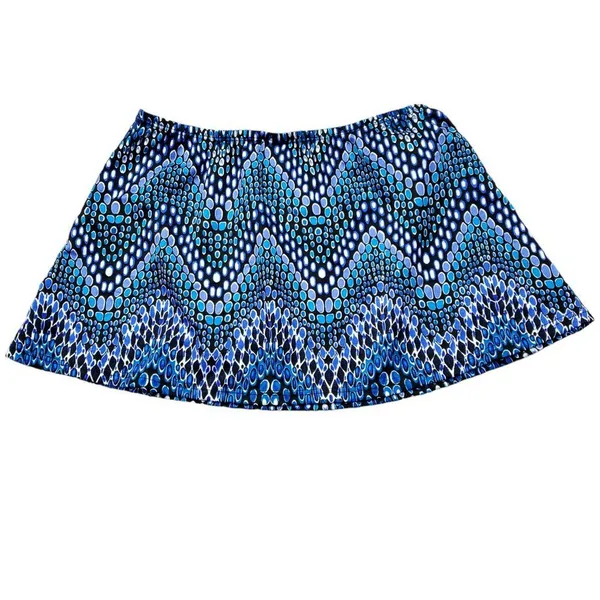 SKIRT ONLY Longitude Swim Coverup Skirt Blue Geometric Dot Size Small Beachwear - Image 2