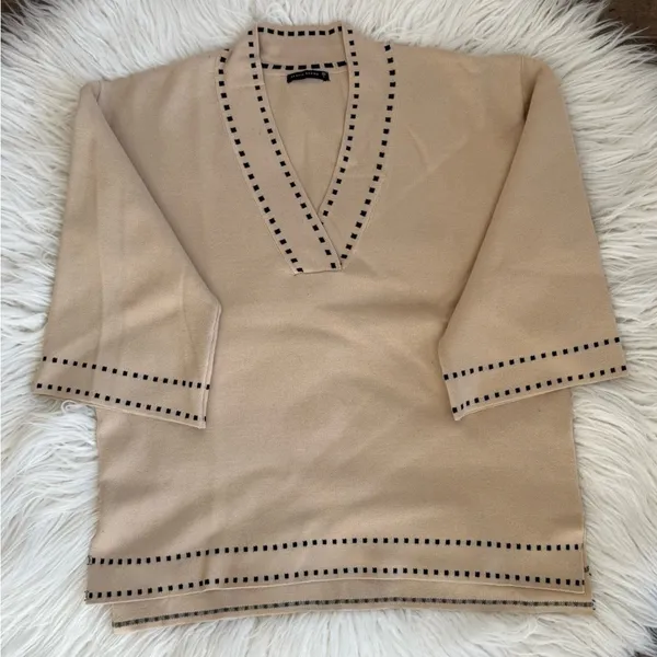 Skatie Brand Women's Dolby Coordinating Cozy Knit Sweater Set Size S Beige Black - Image 4
