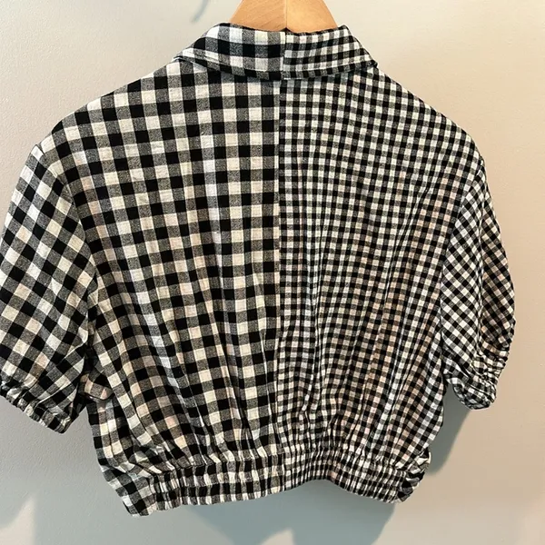 Promesa‎ Small Carefree Heart Cropped Gingham Button-Up Shirt - Image 7