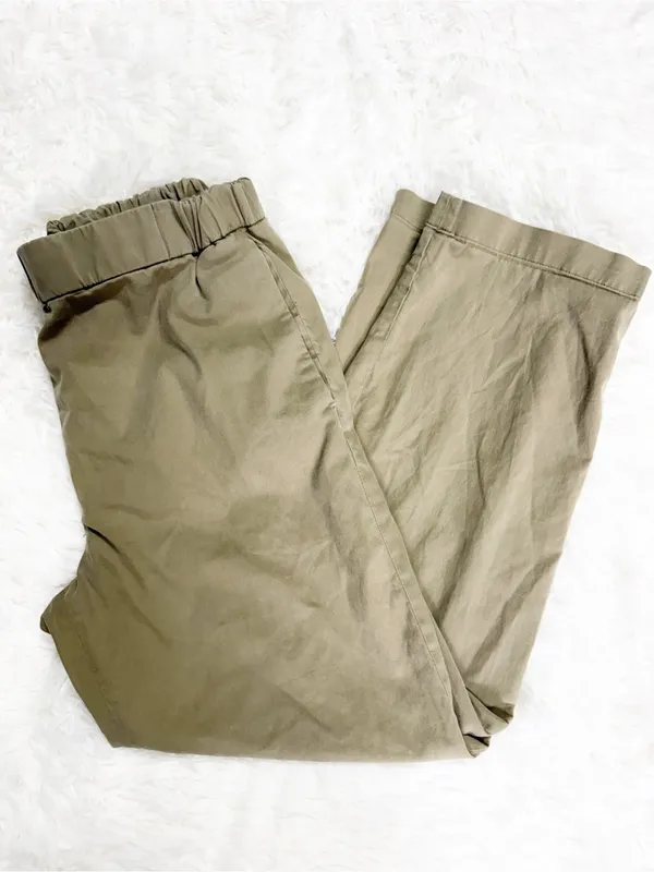 COS Pull On Wide Leg Pants Size 4 Olive Green Cotton Lyocell - Image 6
