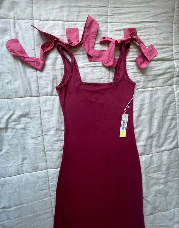 Summersalt Poplin Ribbed Tie Shoulder Dress - Image 6