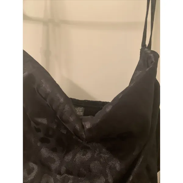 Wild Fable Womens Black Leopard Satin Sleeveless with Ruched Bodycon Dress Sz XL - Image 3