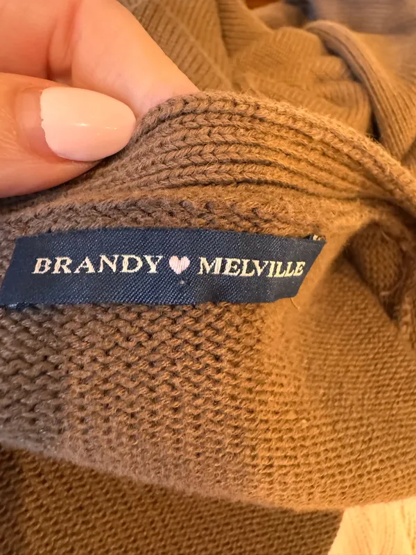 Brandy Melville Chocolate Brown Cardigan Sweater S M L - Image 8
