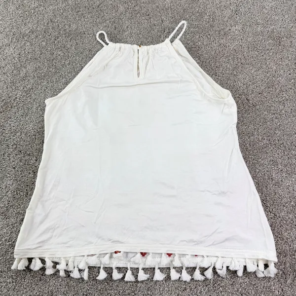 Skies Are Blue Embroidered Halter Top Womens M Tassel‎ Boho Southwestern Peasant - Image 8