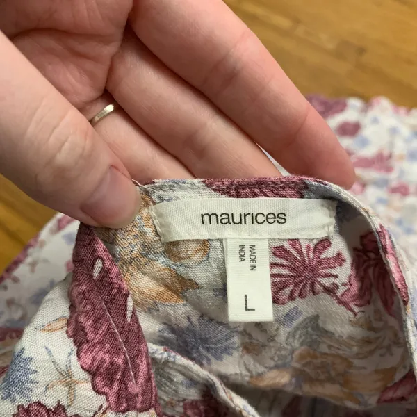 Maurices‎ Womens Floral Ruffle Sleeve Smocked Top Blouse Lightweight Size Large - Image 4