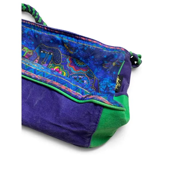 Laurel Burch Shoulder Bag Cats Dogs Purple Green Canvas Art Purse Vintage - Image 14