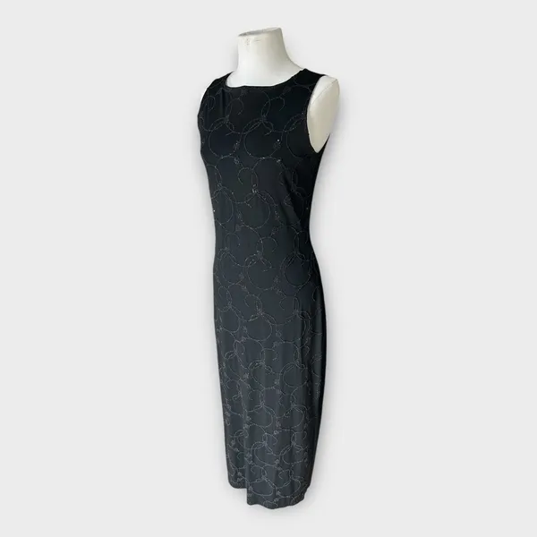 Vintage 90s City Triangles Sleeveless Beaded Maxi Dress Goth Punk Witchy Medium - Image 10