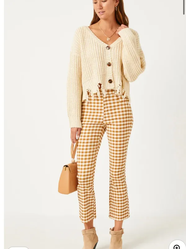Hayden Button Closure Stretch Checkered Pants - Image 2