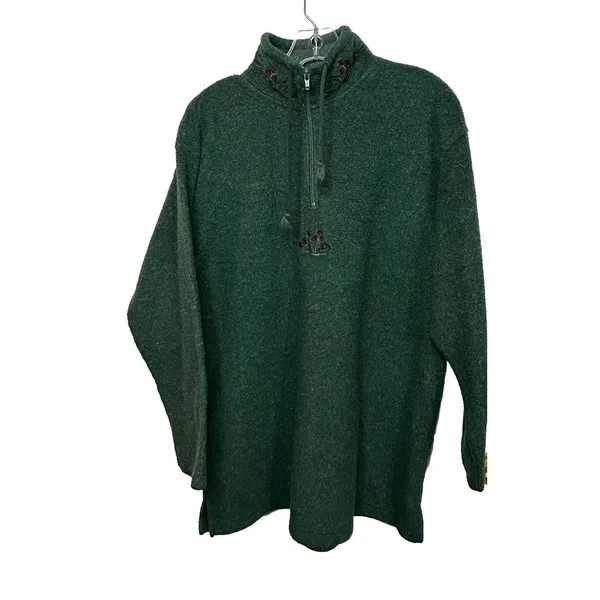 Victoria Secret Sweater Womens Pullover Quarter‎ Zip Green Country Casual Ladies - Image 3