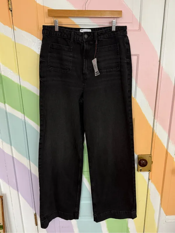 NWT ASOS Tall High Waist Wide Leg Jeans Front Patch Pockets Sz 32 🧡🍄 - Image 6