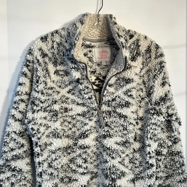 Cozy Sherpa Women's Grey‎ Ikat Aztec Fleece Pullover Sweatshirt Size L - Image 4