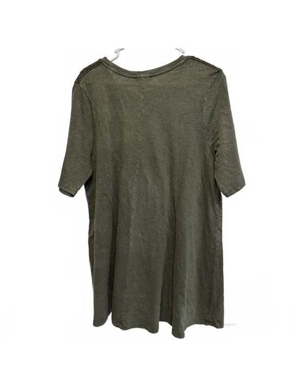 Lane Bryant Swing Collection Crochet Shoulder Olive Green Tee Plus Size 14/16 - Image 2