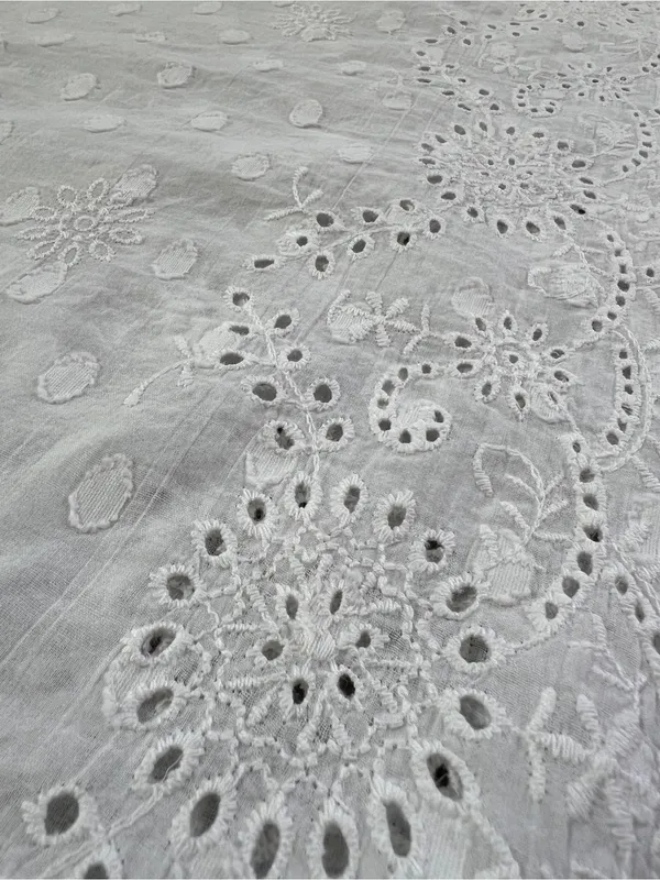 Studio West 100% Cotton Eyelet Swiss Dot Boho Peasant Blouse M White - Image 8