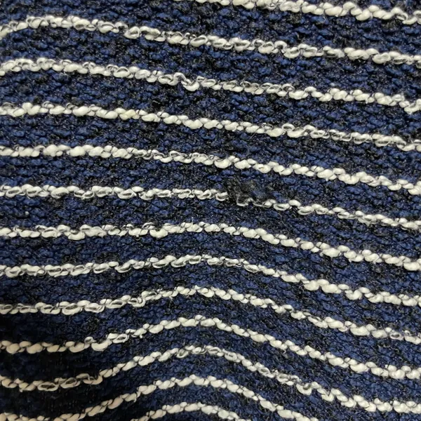 ZARA Striped Textured Mock Neck 3/4 Sleeve Sweater Top Navy White Size Medium - Image 5