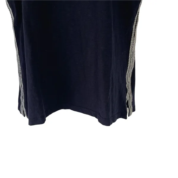 Talbots Women's Size‎ Petite Large Embroidered Navy Cotton Top Light Coastal - Image 3
